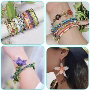 Handgemaakte DIY glasparel armbanden bloemoorringen creatieve sieraden set voor dames