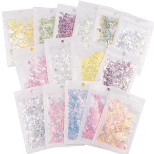 Paillettes per nail art cuore stella luna brillantini per slime e decorazioni.