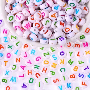 Colorful acrylic alphabet beads for DIY handmade bracelets, necklaces and jewelry making.