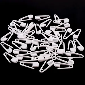 Grossiste épingles de sûreté en plastique blanc 25mm, détail de fixation d'étiquettes.