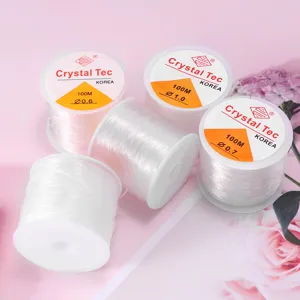 Carrete de Cordón Elástico de Cristal Transparente Hilo de Abalorios para Fabricación de Joyería DIY Pulsera Collar Accesorios