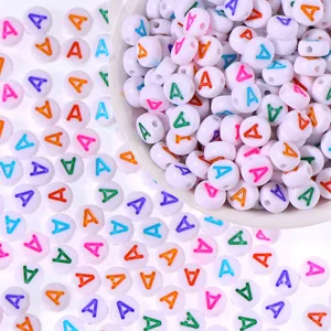 Colorful acrylic letter beads round alphabet beads for DIY handmade jewelry making bracelets