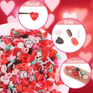 Polymer clay slices for nail art DIY crafts, Valentine love hearts and cute confetti.