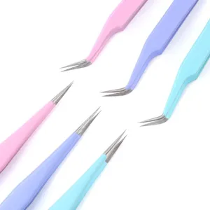 Macaron stainless steel precision tweezers set for eyelash extension and DIY craft.