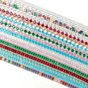 Set di collana con catena in strass di zircone cristallo colorato per gioielli donna