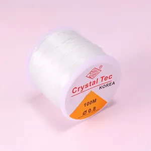 Hilo elastico transparente para cuentas de cristal 0.8mm 100M carrete para hacer joyas y manualidades
