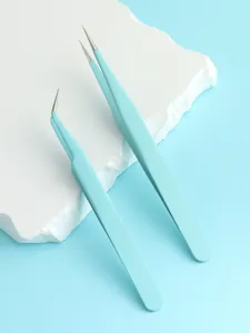 Precision macaron color stainless steel tweezers for beauty makeup and DIY jewelry parts.
