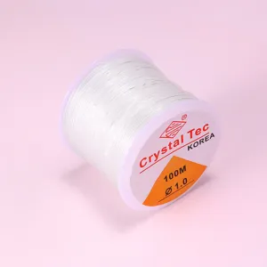Hilo elástico transparente de cristal para abalorios y joyería DIY, 1.0 mm de grosor, 100 metros.