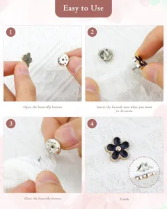 Detailed view of black flower brooch pin with butterfly clasp for anti-glare clothing decor.