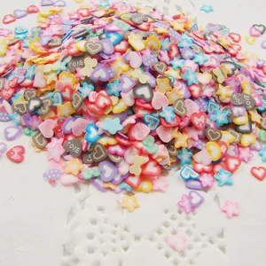 5mm Polymer Clay Slices Colorful Mixed Heart Star Nail Art DIY Craft Accessories Set