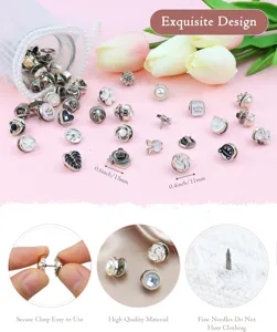 Mini decorative brooch buttons anti glare pins alloy rhinestone pearl fashion accessories