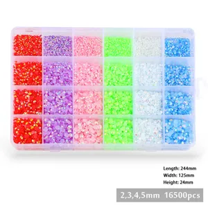 24 Faecher Harz Flatback Strasssteine Box fuer DIY Nageldesign und Telefon Dekoration.