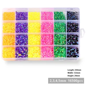 24 Fächer Harz Flatback Strass Aufbewahrungsbox DIY Nagelkunst Handwerk Dekoration 16500Stk