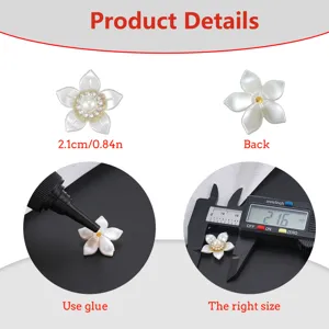 50 Stk Blumen Perle Strass DIY Anhänger für Brautfächer Hüte Taschen Handgemacht Zubehör