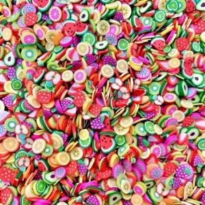 Mixed Fruit Christmas Butterfly Flower Smile Heart Animal Polymer Clay Slices DIY Nail Art Decorations Craft