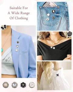 Anti-glare brooch pin set for women, delicate enamel pearl crystal button pins for clothing.