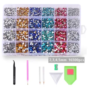 24 Fächer Harz Strasssteine Flachrückseite Jelly Diamanten Set mit DIY Zubehör Nail Art