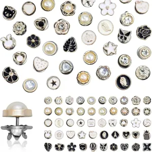 Anti-Glare Mini Brooch Set Alloy Artificial Pearl Rhinestone Enamel Decorative Pins Fashion Clothing Jewelry