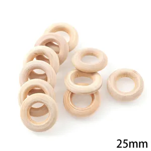 Anneaux en bois naturel non finis 25mm anneaux d'artisanat pour accessoires faits a la main.