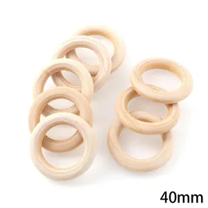 Anneaux en bois naturel non finis 40mm pour travaux manuels, rideaux et accessoires.