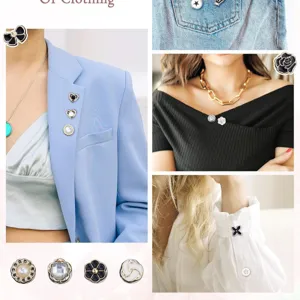 Anti-glare brooch pin set mini detachable decorative buttons for women clothing outfits.