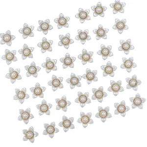 50 Stk. Weiße Blumen DIY Accessoires Perlen Strass Handwerk für Braut Fächer Hut Tasche