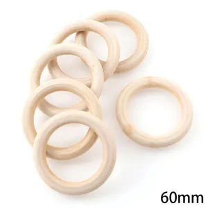 Anneaux en bois naturel 60mm cercles de bois non finis pour loisirs créatifs DIY