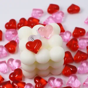 Valentine romantic bubble candle with colorful crystal heart beads set for home and party.