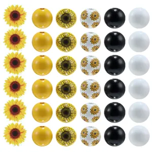 Sunflower wooden beads bulk candy color DIY craft round spacer beads for jewelry making.