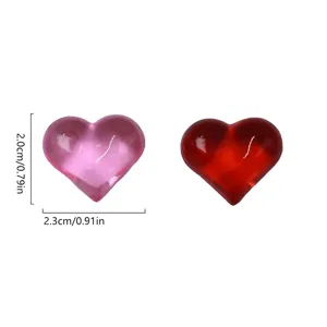 Valentine pink red heart plastic crystal beads DIY jewelry accessories 2cm 2.3cm crafting