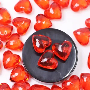 Red Acrylic Heart Crystal Beads Bulk DIY Jewelry Accessories Faceted Love Charms Set