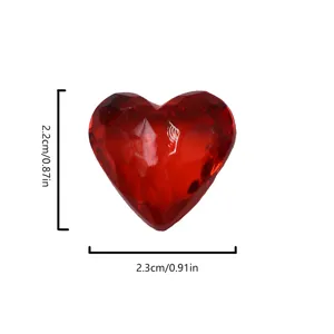 Red crystal heart bead detail, translucent acrylic DIY jewelry accessory for crafts.