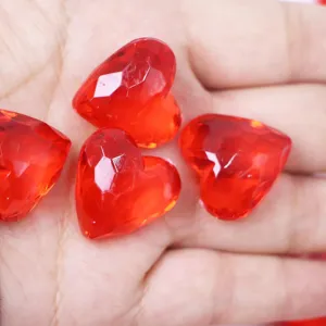 Red heart faceted plastic crystal beads DIY jewelry accessories for cute love bracelets crafts