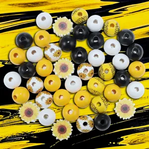 Wooden sunflower beads mix colorful round spacer loose beads for DIY handmade jewelry making