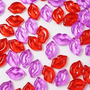 Red purple acrylic lip beads loose charms for DIY jewelry making accessories stylish