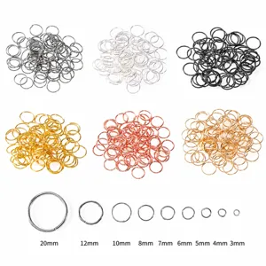 Kit di anellini di apertura in metallo DIY in vari colori e dimensioni da 3mm a 20mm per gioielli.