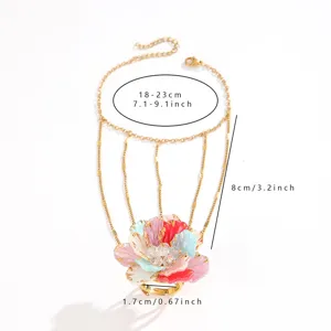 Pulsera de esclavo de flor de acero inoxidable chapado en oro de 18k, joya de mano retro.