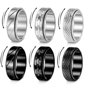 Minimalistικό Δαχτυλίδι Spinner από Ανοξείδωτο Χάλυβα για Άνδρες Γυναίκες Στυλ Punk Γεωμετρική Υφή Περιστρεφόμενο Δαχτυλίδι Μόδας