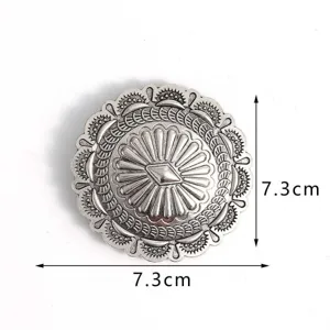 Fibbia per cintura in metallo bohémien accessorio intagliato piastra decorativa 7.3cm