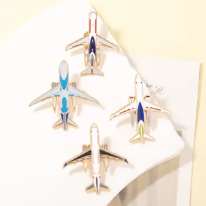 Set of four airplane enamel pins metal brooch badge aviation gifts for backpack decor