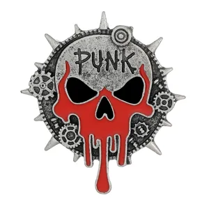 Broche crâne punk en métal émail badge style gothique punk accessoires pour sacs vestes