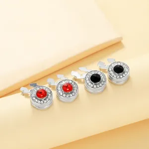 Ronde strass Franse overhemd manchetknopen voor heren en dames, elegante metalen accessoires.