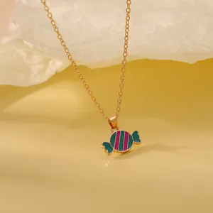 Leuke emaille snoep hanger ketting voor kinderen, zoete gouden ketting mode sieraden cadeau