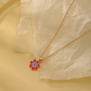 Kinderen goudkleurige ketting ketting met schattige emaille bloem hanger leuke sieraden cadeau