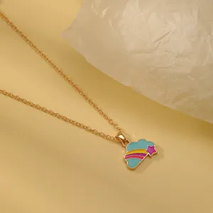 Kinderen emaille wolk ster hanger ketting detail, gouden ketting, schattig cartoon sieraad.