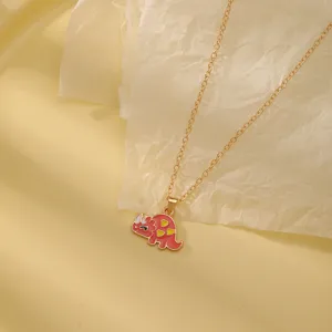 Leuke kinderen dinosaurus hanger ketting, gouden ketting legering mooie detailweergave.