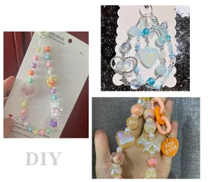 Handgemachte bunte Perlen Handyhülle Kette süße DIY Herz Schmetterling Tasche Zubehör