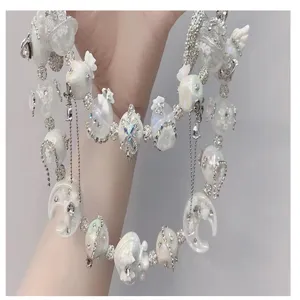 Collier de perles DIY tendance strass perle accessoires faits main chaîne téléphone bijoux