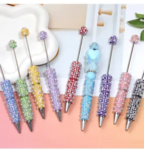 DIY Strass Perlen Kugelschreiber handgemachte Metall Perlenstift fuer Schueler Geschenk
