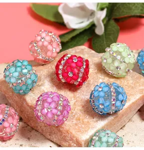 Acryl Blumen Strass Perlen bunte DIY Kristall Schmuck Zubehör für Handykette und Dekoration